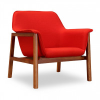 Manhattan Comfort AC007-OR Miller Burnt Orange and Walnut Linen Weave Accent Chair